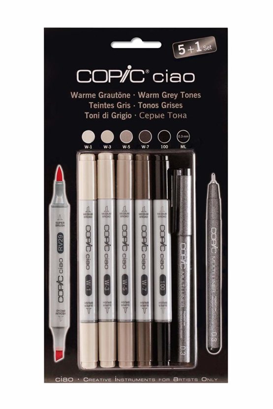 Copic Ciao 5+1 Marker Set - Warm Gray Tones (Pack of 5 + Multiliner) - Image 2