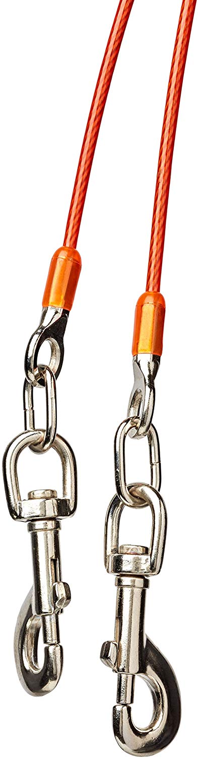 Ancol PVC Easy Tie Out Dog Lead Orange Comfortable Training Cable Leash for Dogs, Large