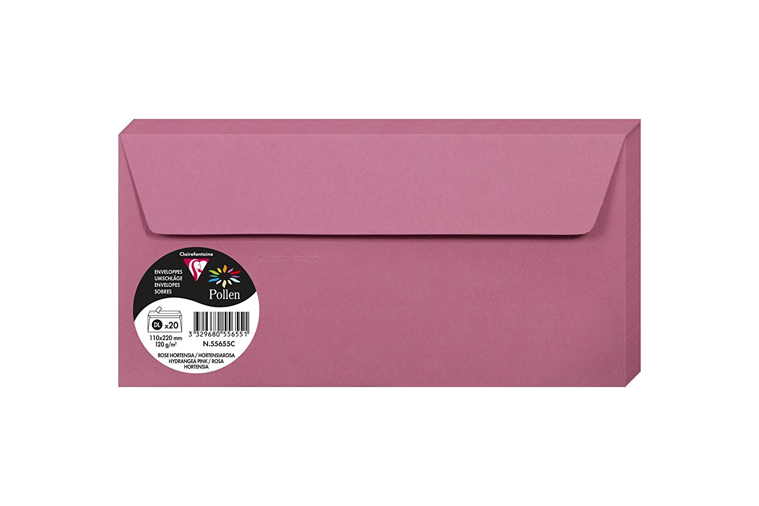 Clairefontaine 55655C Pack of 20 Self-Adhesive Envelopes DL (11x22cm)