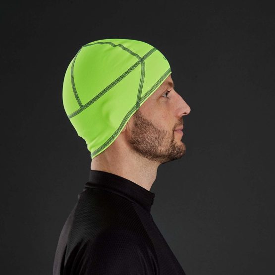 GripGrab Lightweight Thermal Under Helmet Cycling Running Skull Cap - Winter Bicycle Hat - Black, Neon HiViz Headwear - Image 3