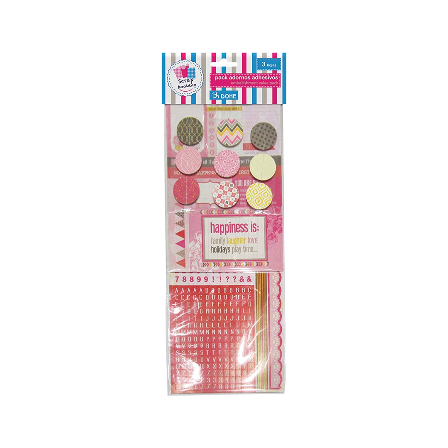 Dohe - Pack ENJOY, 3 Sheets of Trims Adhesives (18053), Verschiedene Farben
