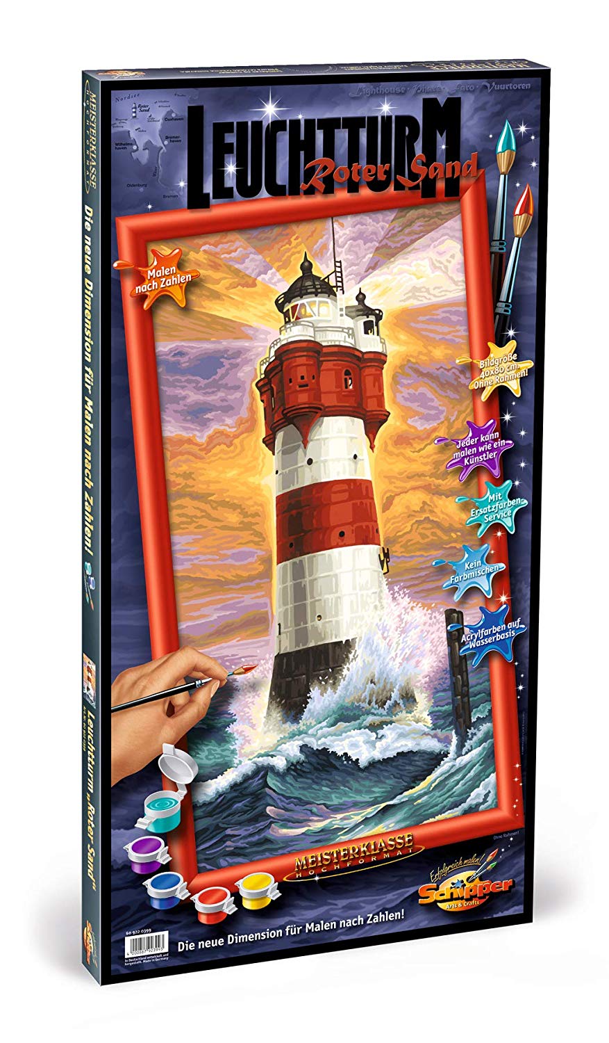 Schipper 609220399 "Lighthouse Roter" Sand Paint By Numbers Board, Multicolor, 41 cm x 81.2 cm