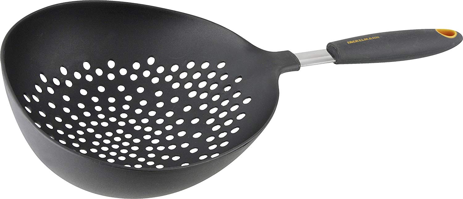 Fackelmann Jumbo Strainer, Soft Grip, 36 cm, Grey/Orange, 36 x 18 x 7 cm