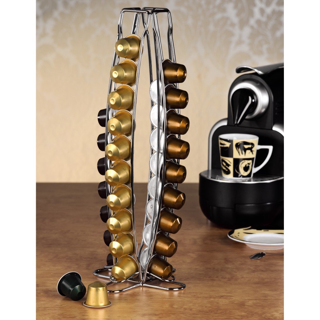 Xavax "Torre" Coffee Capsule Stand for Nespresso Cap Rack NP 40 Capsules - Silver,00111079 - Image 3