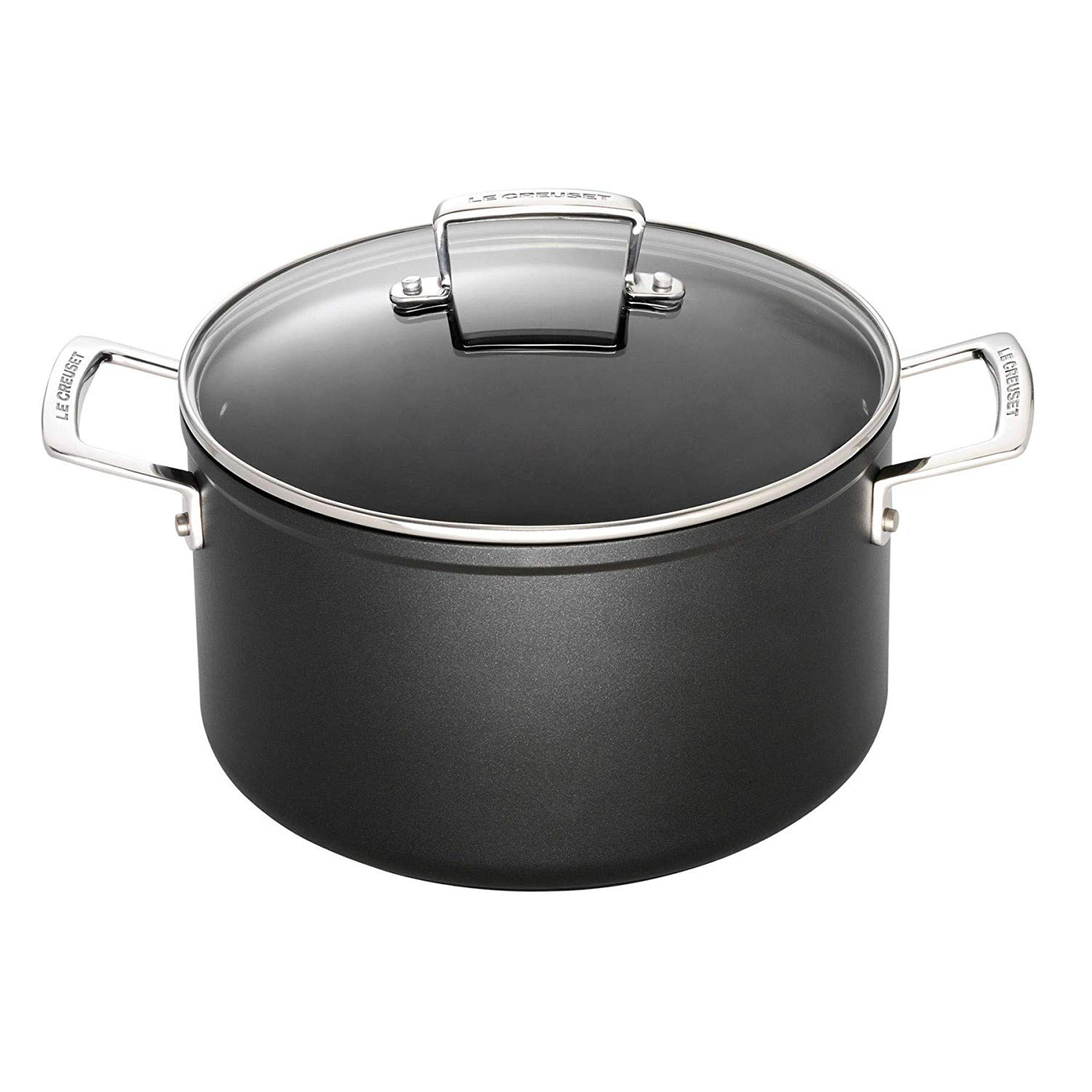 LE CREUSET Toughened Non-Stick Deep Casserole Pot with Glass Lid, diameter 20 cm, Black, 962006200, 2 cm