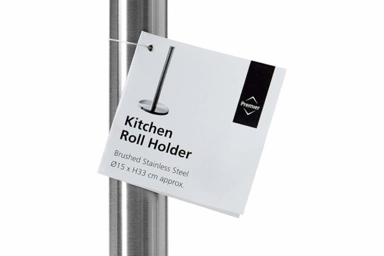 Premier Housewares 511187 Brushed Sleek Kitchen Roll Holder Free Standing Vertical Paper Towel Stand Stainless Steel With Base 33 x 15 x 15 , Silver - Image 2