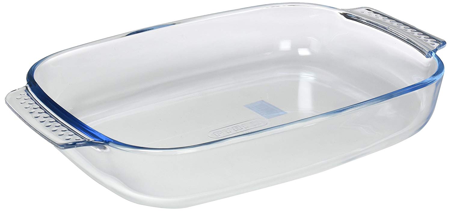 Pyrex Borosilicate Glass Rectangular Roaster with Easy Grip Handles, 39x25cm, transparent, 25 cm