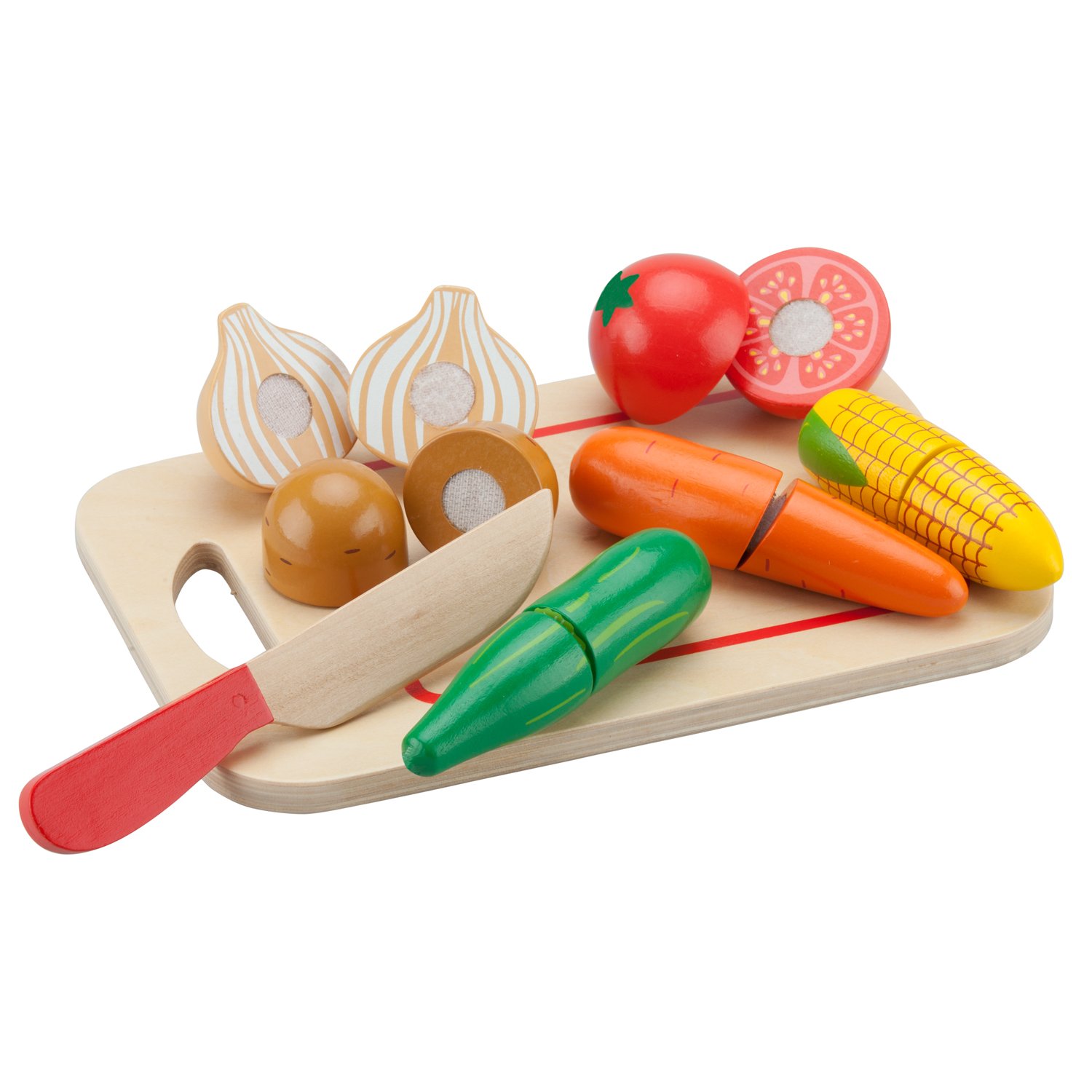 New Classic Toys 10577 Wooden Pretend Play Toy for Kids Multi Color, Vegetables Board, Beige