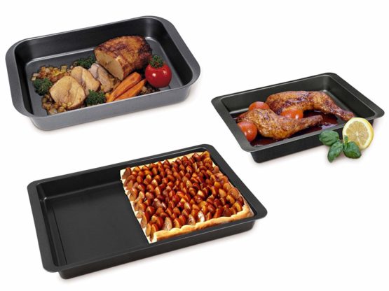chg Roast and souflé tin set 3 pieces in anthracite, Carbon, 42 x 29 x 6 cm