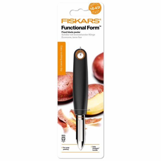 Fiskars Fixed Blade Peeler, Length: 18 cm, Steel/Synthetic Material, Functional Form, Black/Orange, 1014418 - Image 4