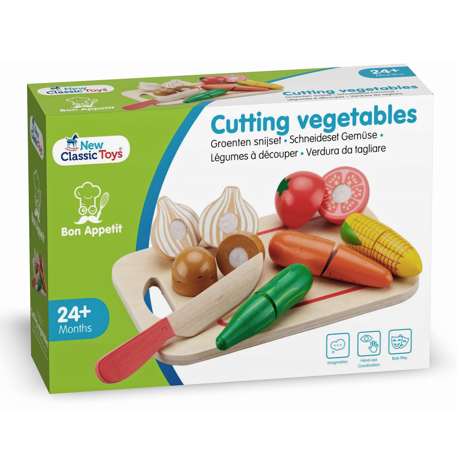 New Classic Toys 10577 Wooden Pretend Play Toy for Kids Multi Color, Vegetables Board, Beige - Image 4