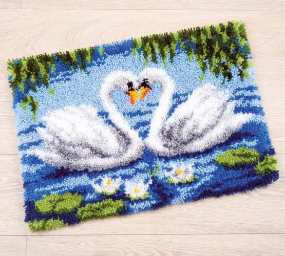 Vervaco Swans Latch Hook Rug Kit, Multi-Colour