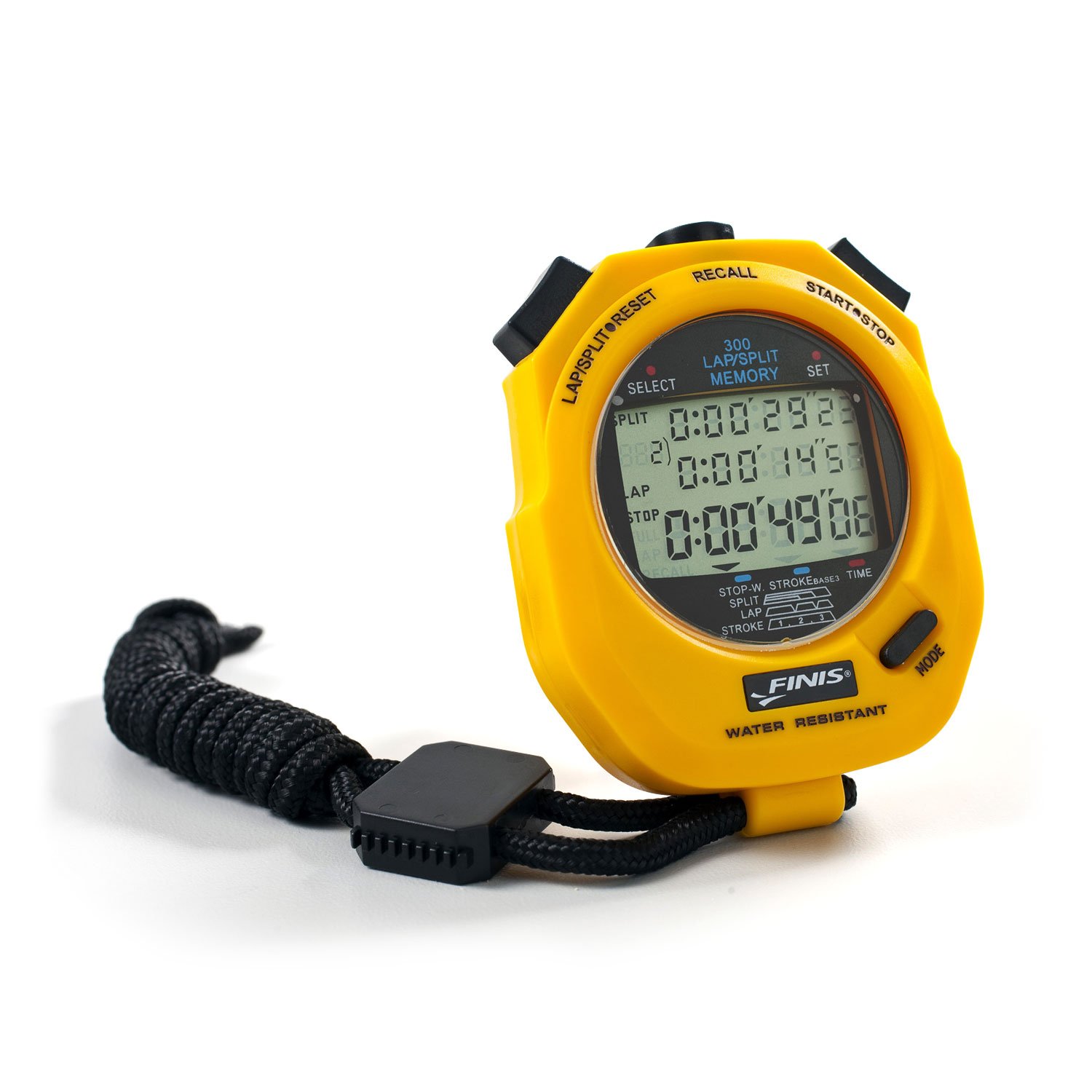 FINIS 3X300 Memory Stopwatch,Yellow, One Size