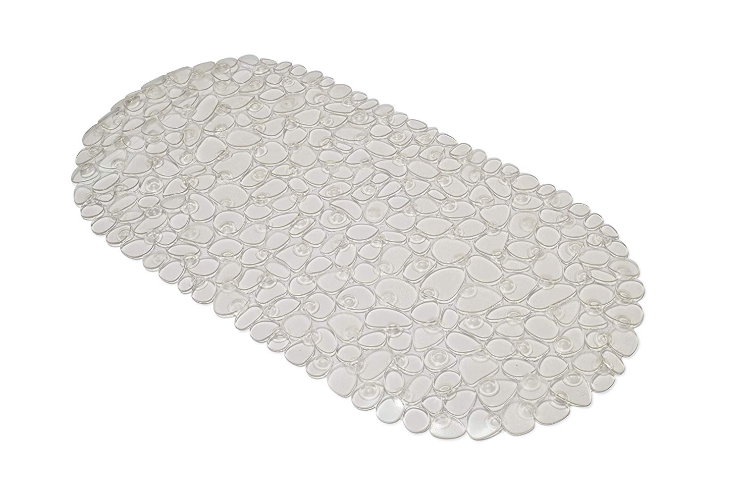 Croydex AG300032 Pebbles Non-Phthalate Slip-Resistant PVC Suction Bath Mat, Clear, 70 x 35cm, 70 x 35 cm (Oval) - Image 2