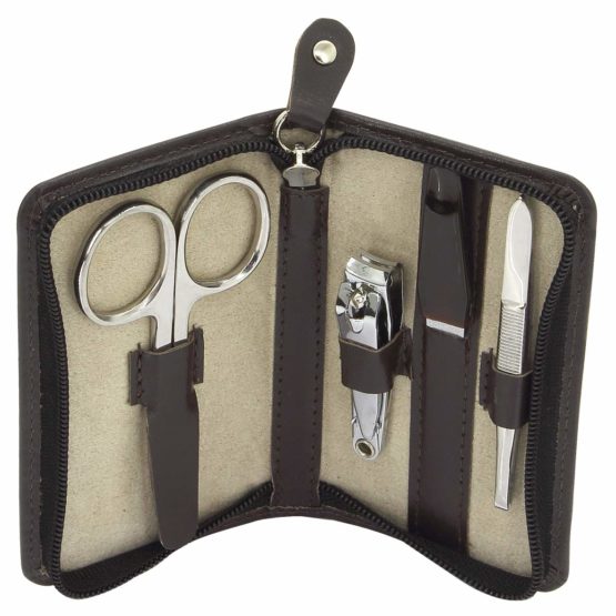 Friedrich|23 RV-Maniküretui, 4-TLG, Klein, Leder, Dunkelbraun Beauty Case, 11 cm, Brown (Dunkelbraun) - Image 2