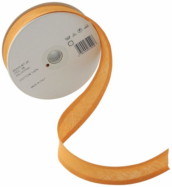Inastri 25/5/5 mm Cotton Bias Binding, Honey Gold