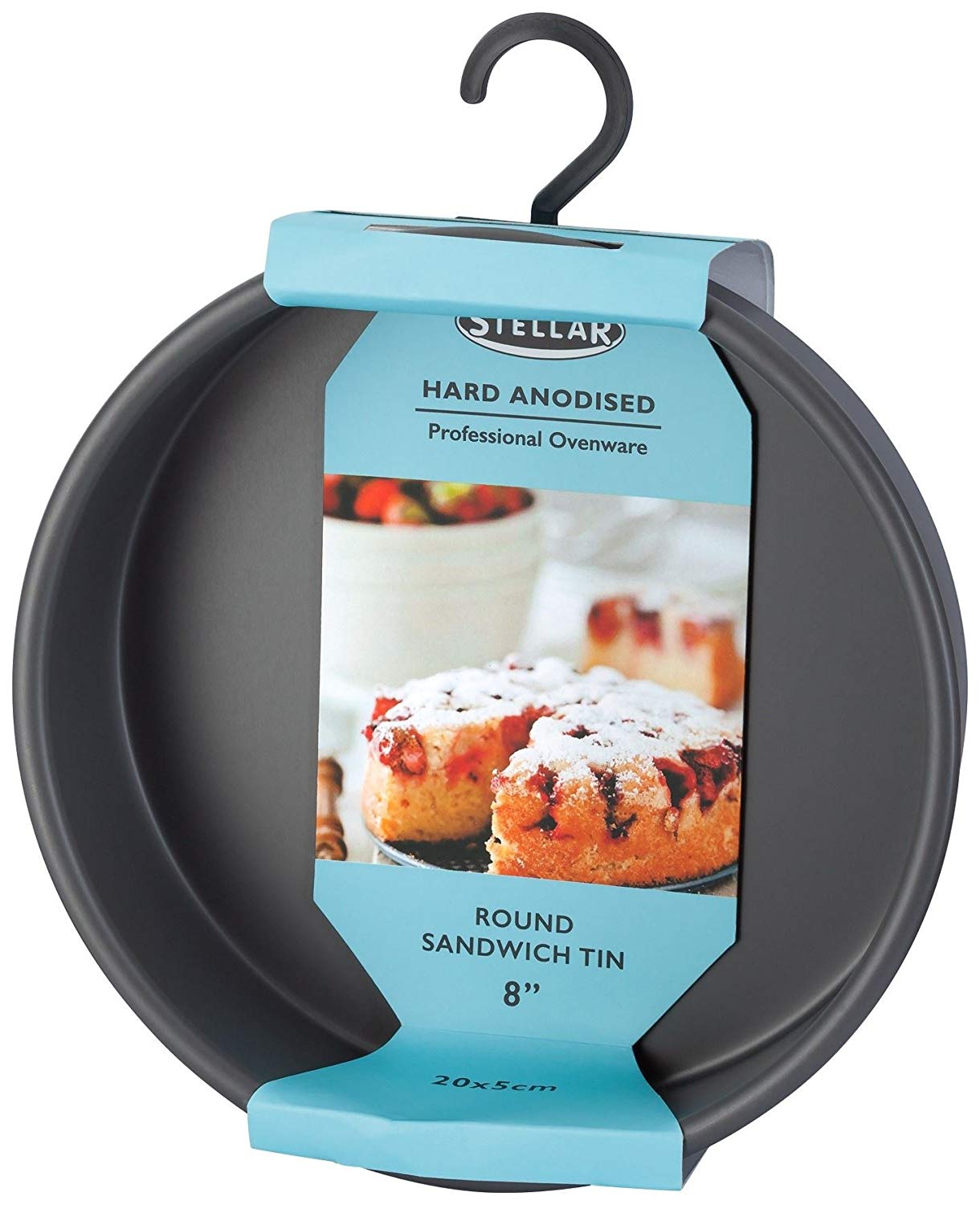 Stellar Expert 8" / 20cm Round Sandwich Tin, Oven Safe to 240C, PTFE & PROFA Free, Black, 8 inches