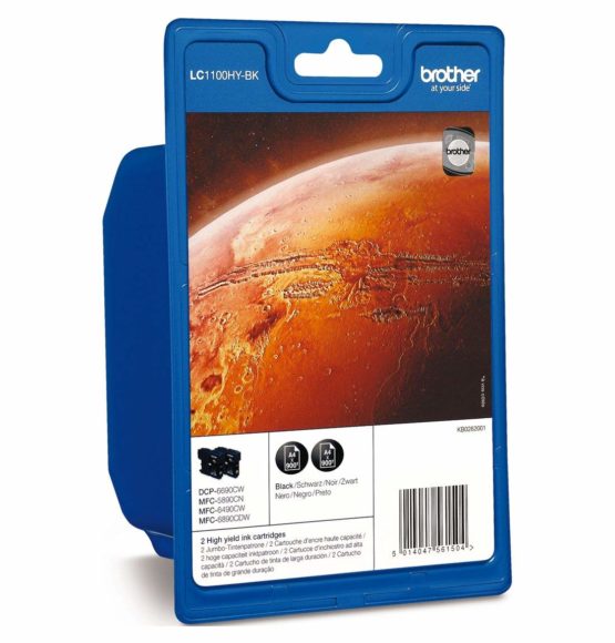 Brother LC-1100HYBK Inkjet Cartridge, Black, Twin Pack, High Yield, Includes 2 x Inkjet Cartridges, Brother Genuine Supplies