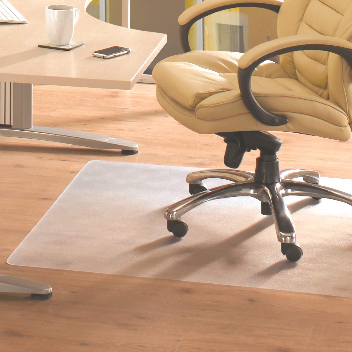 Floortex Valuemat PVC Chair Mat for Hard Floors/Carpet Tiles, 120cm x 75cm, Rectangular, Clear (FC127517EV)
