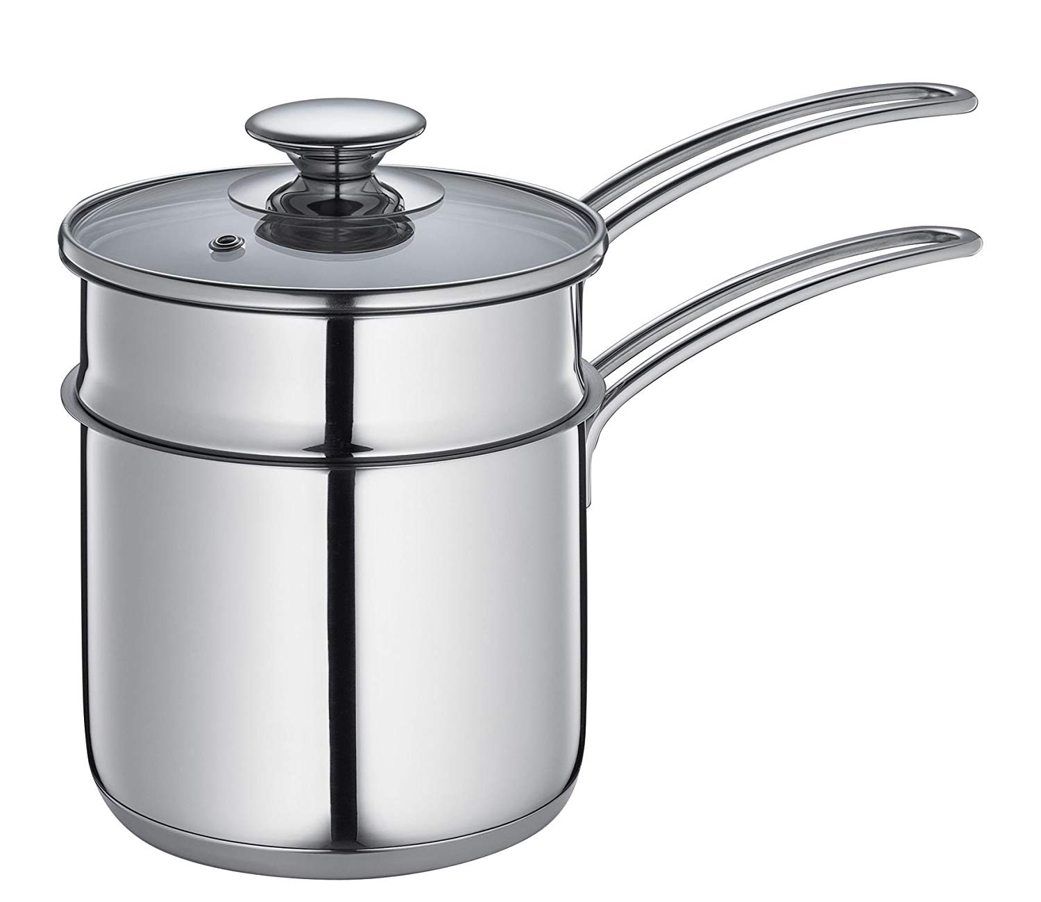 Kuchenprofi Bain Marie/Double Boiler Sandwich Base with Glass Lid, Silver, 15 cm, 5.5" Diameter