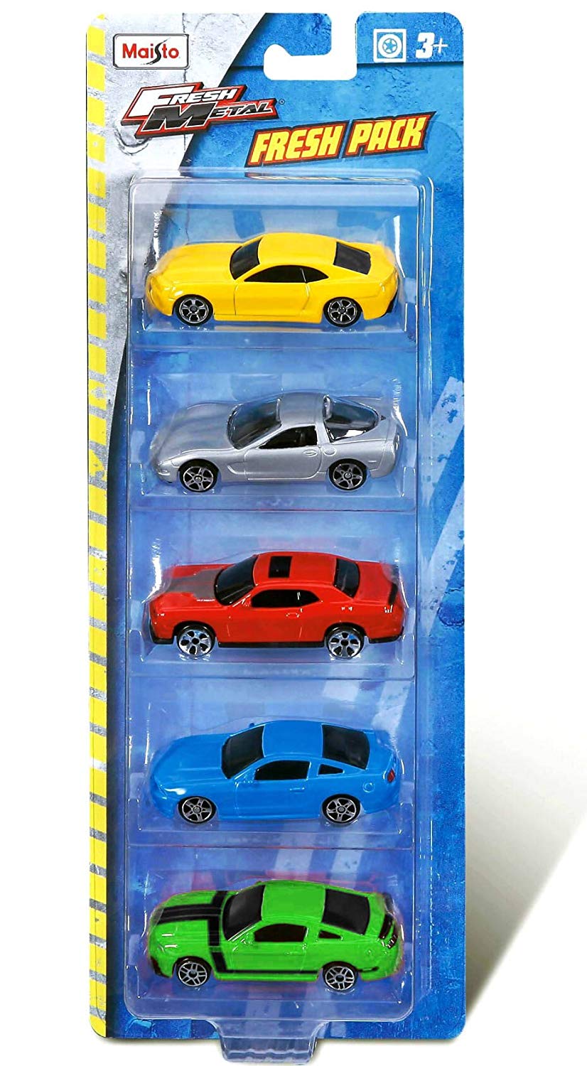 Maisto FRESH METAL 5 PIECE MINIATURE VEHICLE PACK - Incredibly Detailed Die-Cast Replica Collectible Model Vehicles