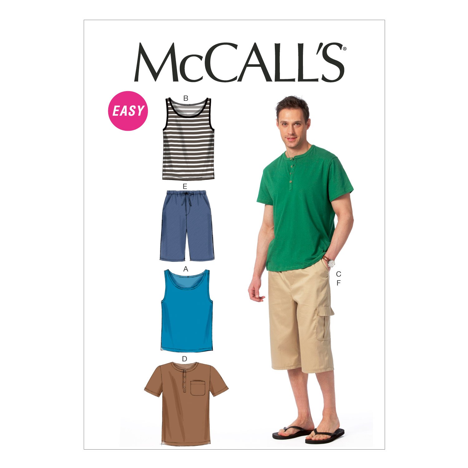 Mccall's Patterns Mccall's Pattern MC6973 XN Sizes Extra-Large 46 - 48/ XXL 50 - 52/ XXXL 54 - 56 Mens Tank Tops T-Shirts and Shorts