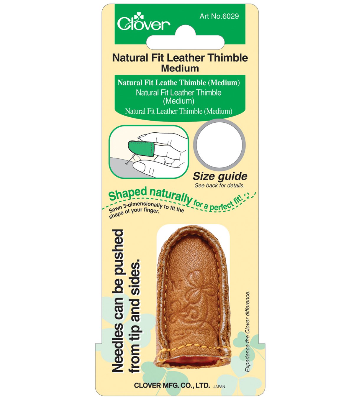 Clover Natural Fit Leather Thimble: Medium, 1, Brown