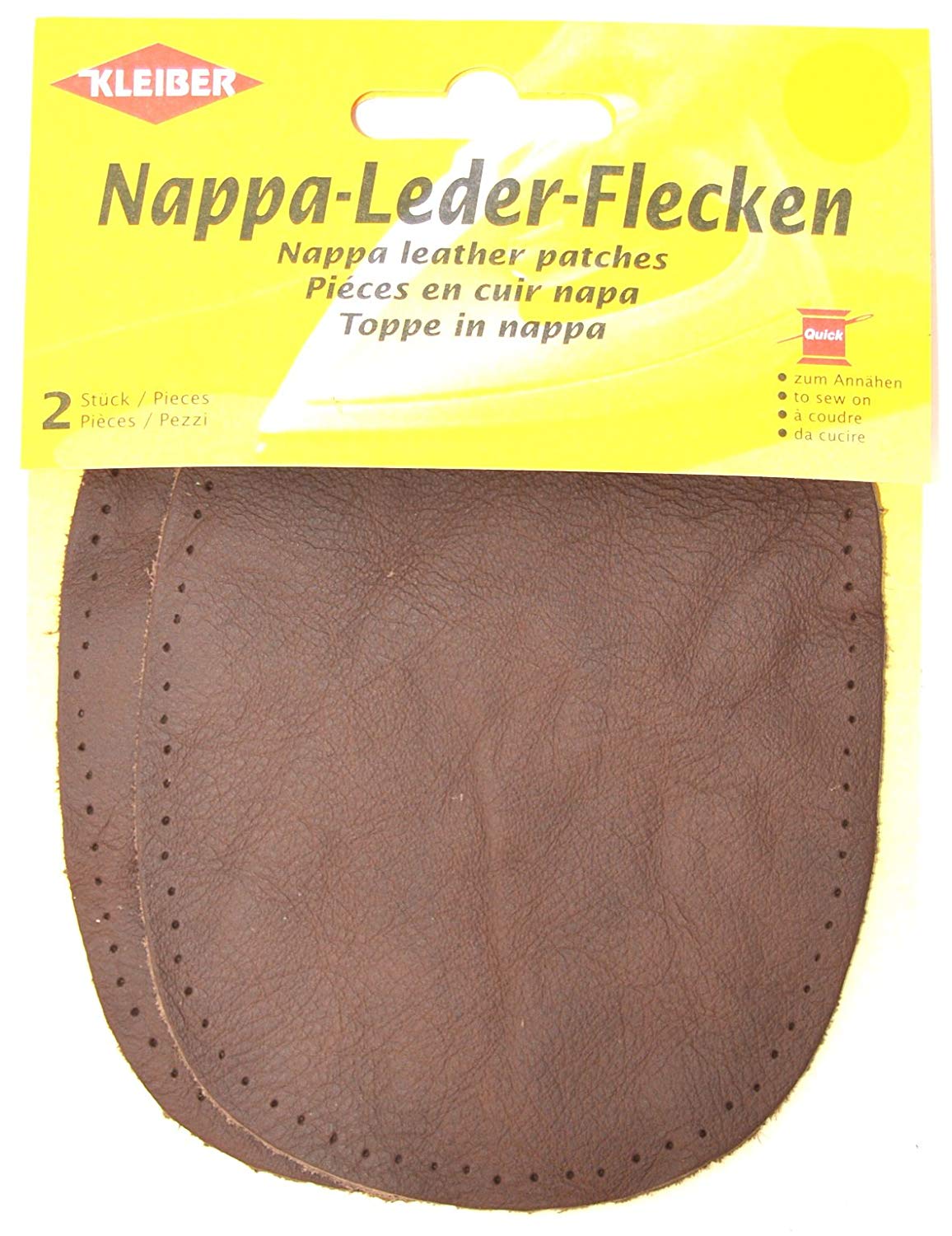 Kleiber Sew-on Nappa Leather elbow and knee patches 12.5 cm x 10 cm 2 pe Brown 