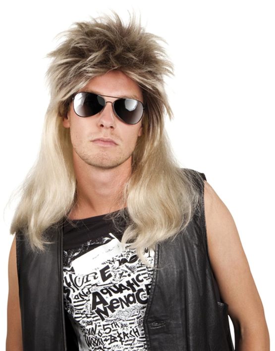 Boland 86060, adult pop rock, mullet, long hair wig, blonde/brown
