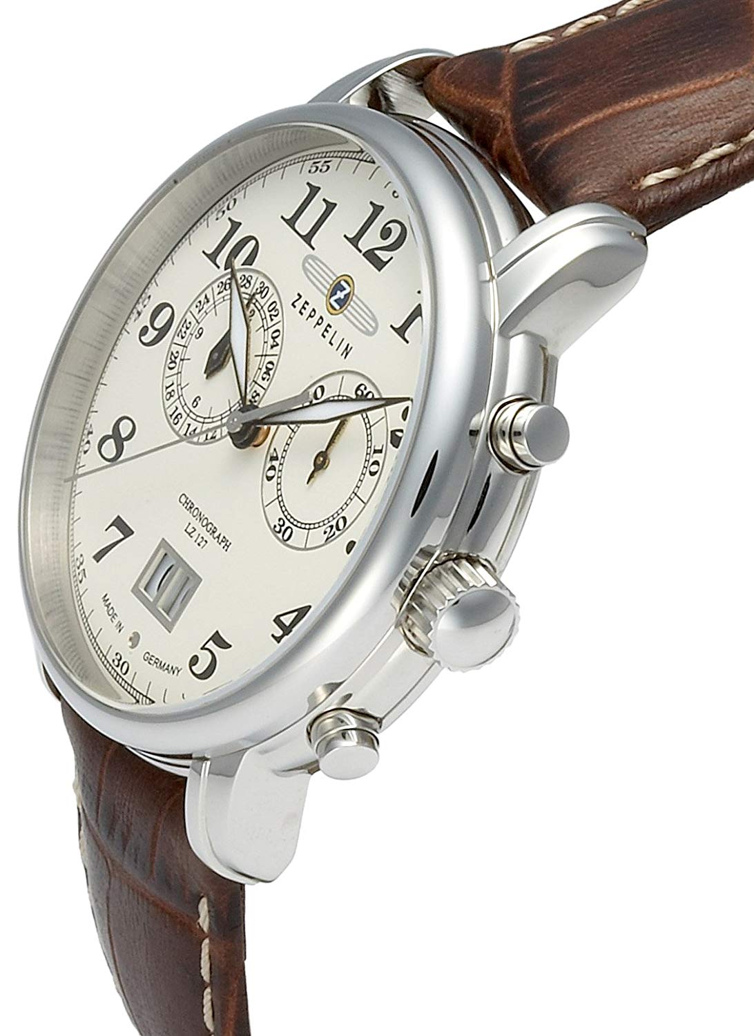 Zeppelin Count Mens Analogue Quartz Watch with Leather Bracelet 7684-5, Beige/Brown, standard size - Image 3