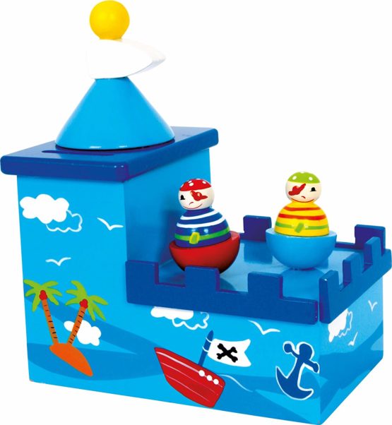 small foot 5819 Musical money box dancing pirates made of wood, pirates dance to a melody and promote savings