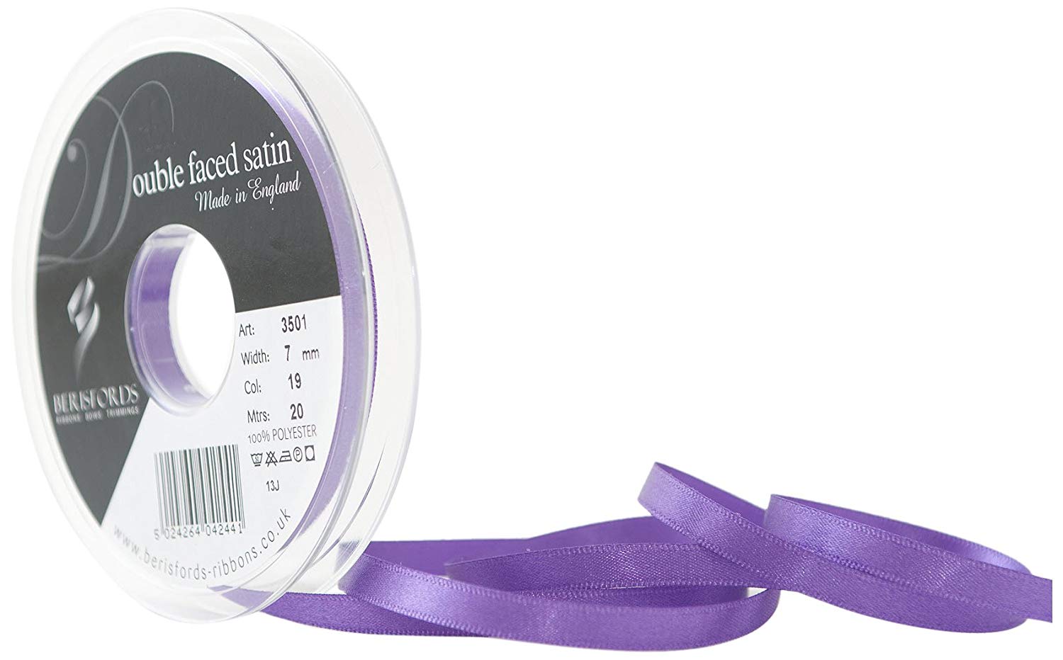 Berisfords Ribbon, Purple, 7 mm, 3501-PP-7