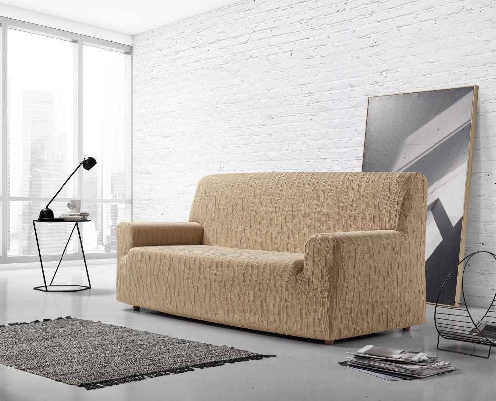 Zebra Fabric 18457 Sofa Cover Elastic Andromeda, 3Seater, Natural