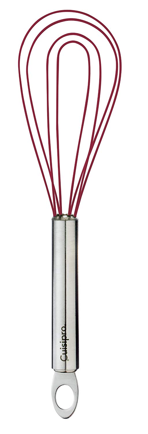 Cuisipro Flat Whisk, Red, Flexible Silicone, Non-Scratch, Heat Resistant, 20cm, 8”, 20 cm