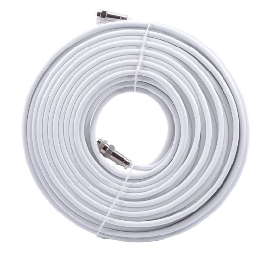 25m White Twin Satellite Shotgun Cable Extension Kit With Premium Grade Fitted Compression F-connectors As Used By The Professionals For Sky+ , HD , Freesat Allows You To Relocate Your Existing Box , Kit Consists Of 25m Sky Double Coax , 50 x Cable Clips , 4 x Connected Compression F-connectors , 2 x F-connector Couplers - Image 2