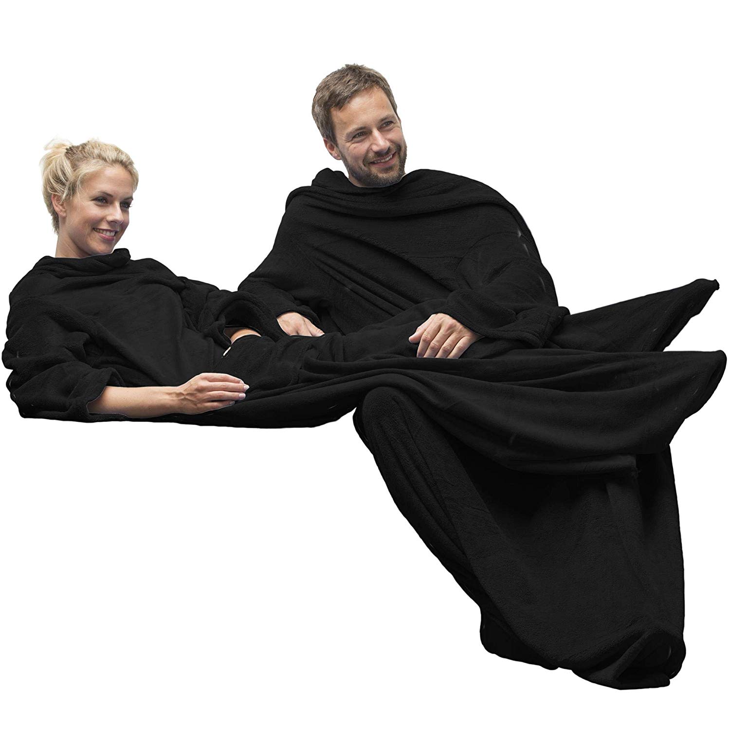 CelinaTex TV Blanket with Sleeves, Black
