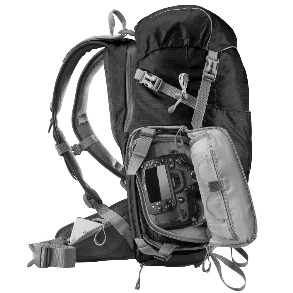 Mantona Elements outdoor backpack (with removable camera bag for DSLR cameras incl. rain cover/laptop compartment/tripod holder) black - Image 2