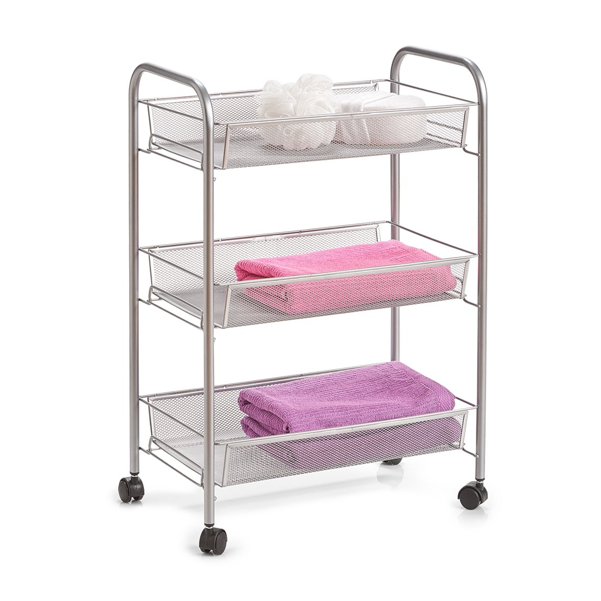 Zeller 17720 43.5 x 26 x 62.5 cm Rolling Shelf Mesh, Grey - Image 2
