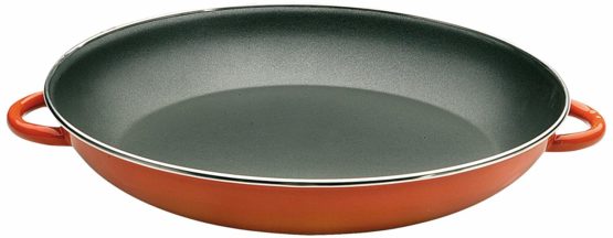 IBILI Paella pan with Metallic Handles 30 cm of Enamelled Steel, Stainless Steel, Orange/Black, 30 x 30 x 5.3 cm