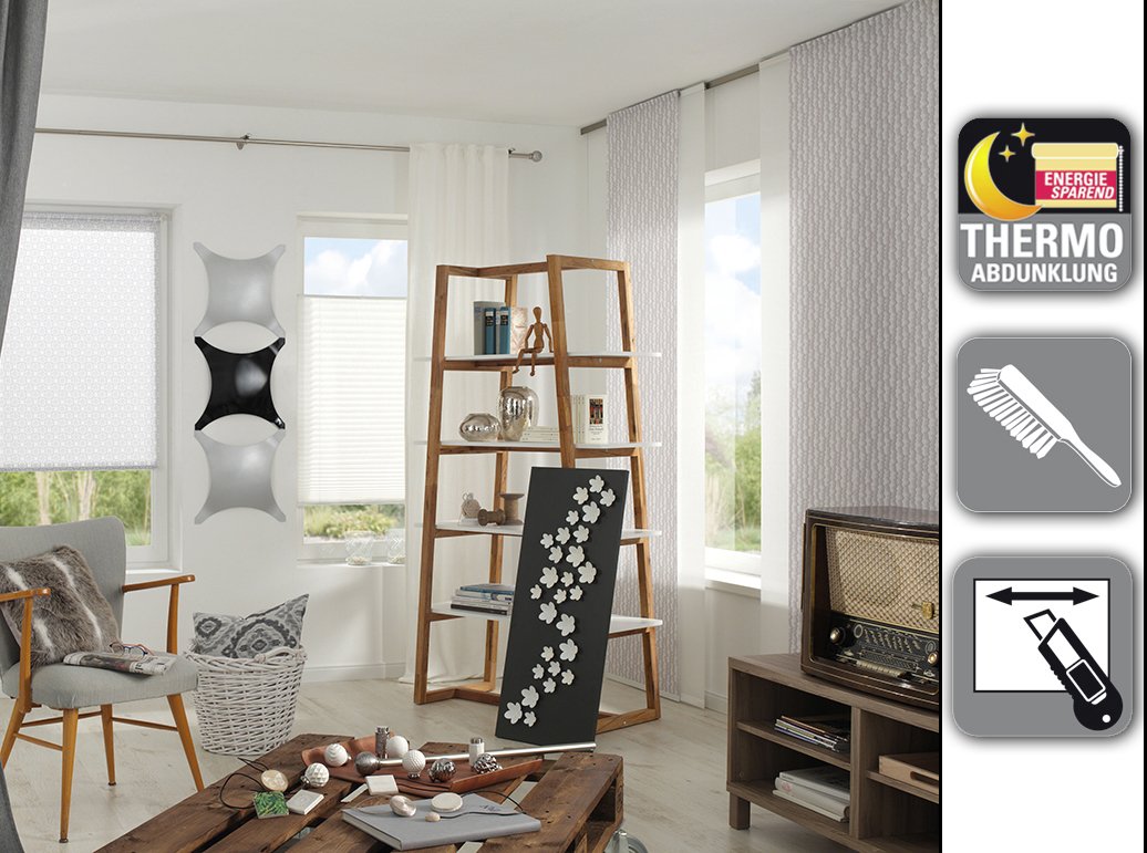 Gardinia Thermal Side Pull Roller Blind, White, 62 x 180 cm, 62W x 180H cm - Image 4