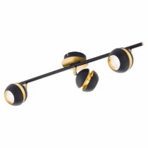 EGLO Nocito LED Ceiling Light, 3 Bulbs, Metal Ceiling Spotlight, Living Room Lamp in Black, Gold, Hallway Lamp, Spotlights with GU10 Bulb, Warm White