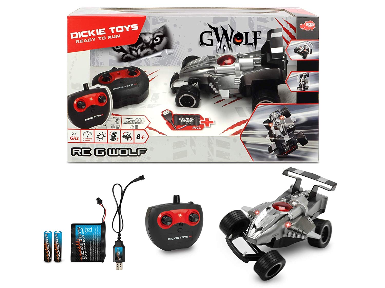 Dickie Toys 201119138 G-Wolf RC Vehicle with Flip Function, Remote Controlled Car with a Speed of up to 10 km/h, 2.4 GHz, Grey - Image 2