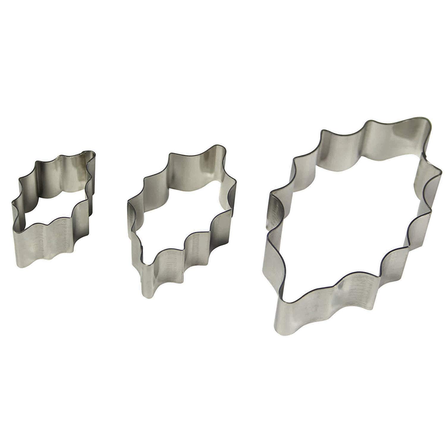PME HL230 Stainless Steel Holly Leaf Cutters, Set of 3 , Silver , 2 x 1.2 x 5.3 cm