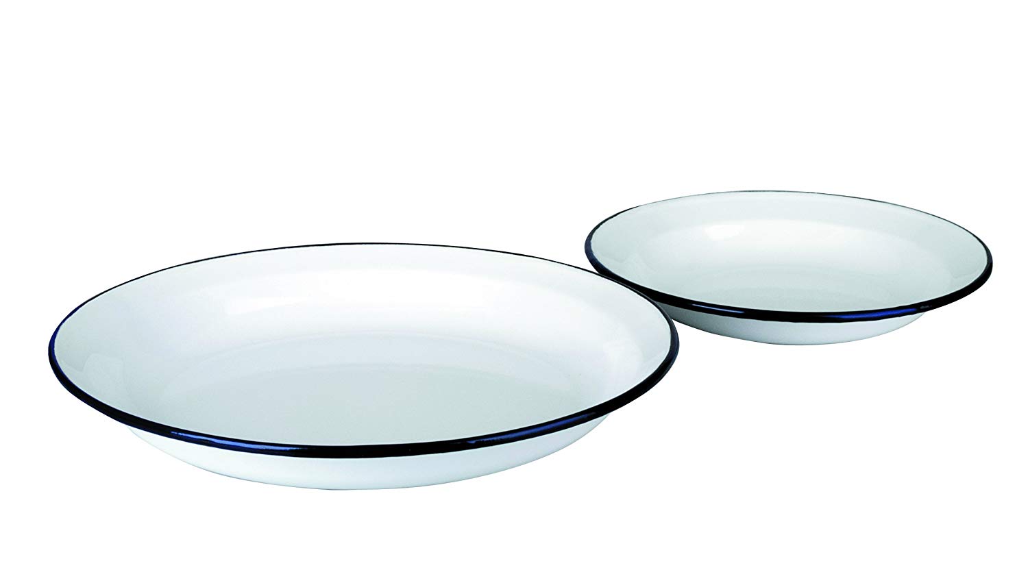 Ibili 912928 - Plato Hondo de Acero esmaltado vitrificado Blanca 28 cm, White/Blue, 28 x 28 x 4 cm