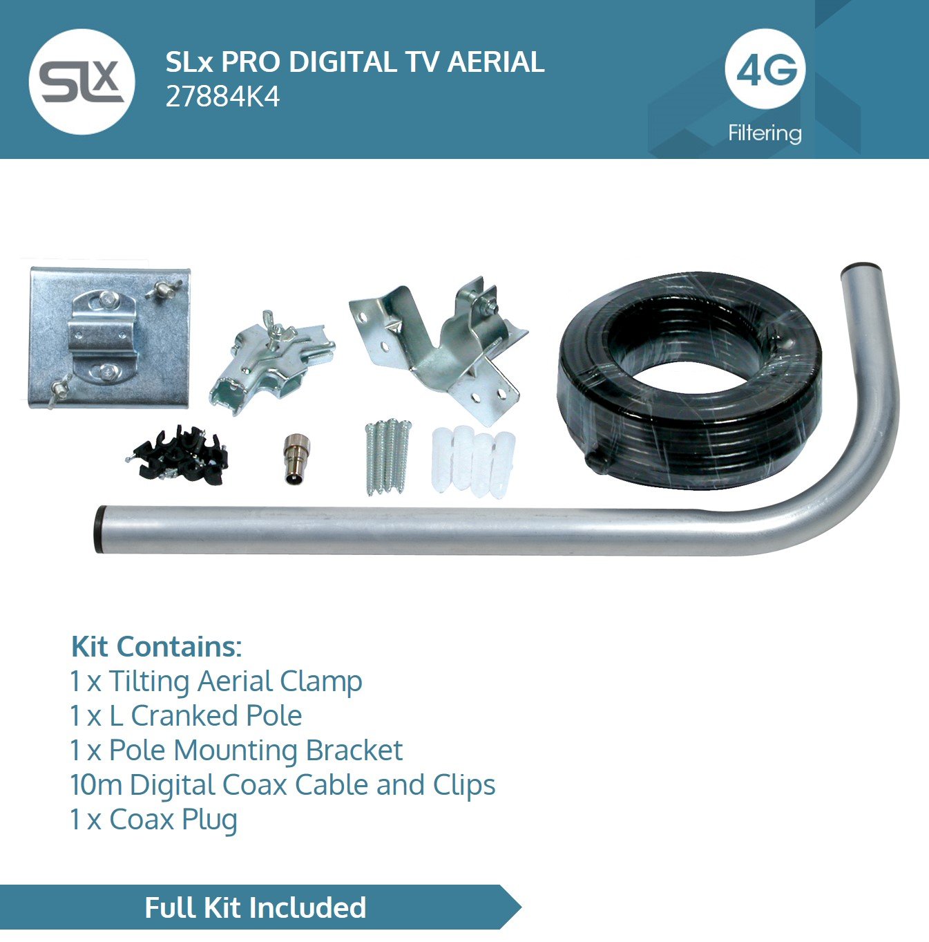 Loft & Outdoor Digital TV Aerial, SLx 27884K4 4G Filtered 48 Element