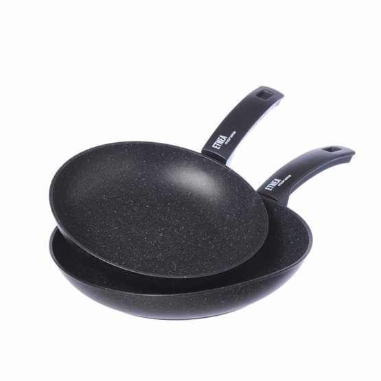 Moneta Etnea Set of 2 Frying Pans, Stone Surface Non-Stick and Anti-Scratch Coating, Dishwasher Safe, 24, 28 cm, 2-Piece Pan Set - Image 2