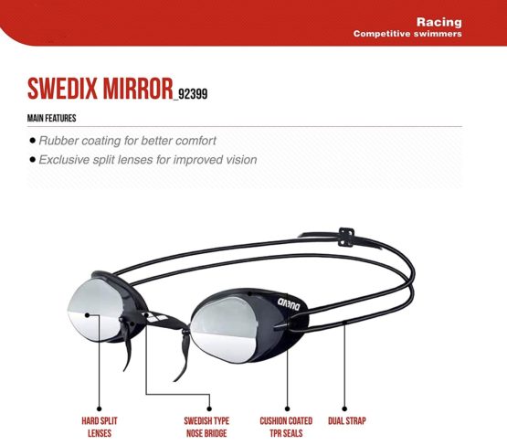 Arena Swedix Mirror Goggles - Smoke/Silver/Black - Image 4