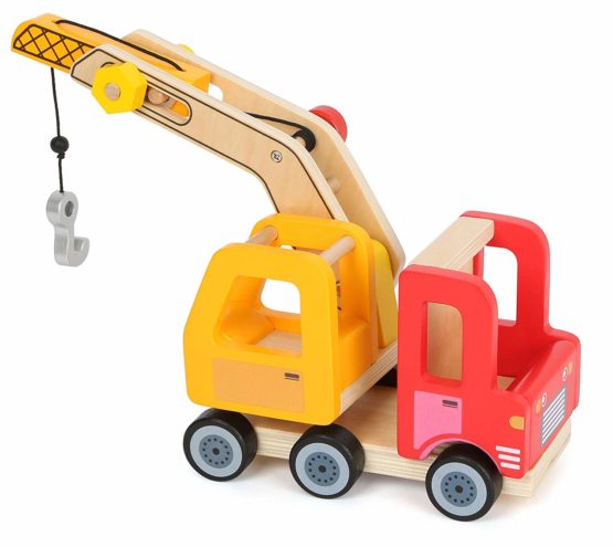 Small Foot 12008 Kranwagen aus Holz, vielen Funktionen, 360 Grad drehbar, Greifhaken mit Kurbelfunktion, herausfahrbarer Ausleger Toy, Multicoloured - Image 3
