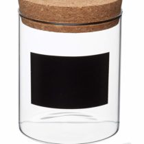 KitchenCraft Natural Elements Glass Storage Jar with Lid and Chalkboard Label, Glass / Cork, Small (700 ml)
