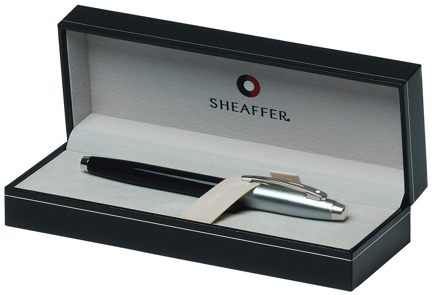 Sheaffer 100 - Refillable fountain pen, medium nib, glossy black, brushed chrome appointments, Black/Chrome - Image 2